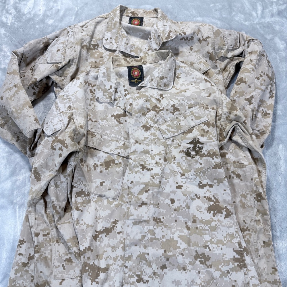 2‎ USMC MARPAT Desert Camouflage Combat Shirt Military Uniform Blouse Small Long